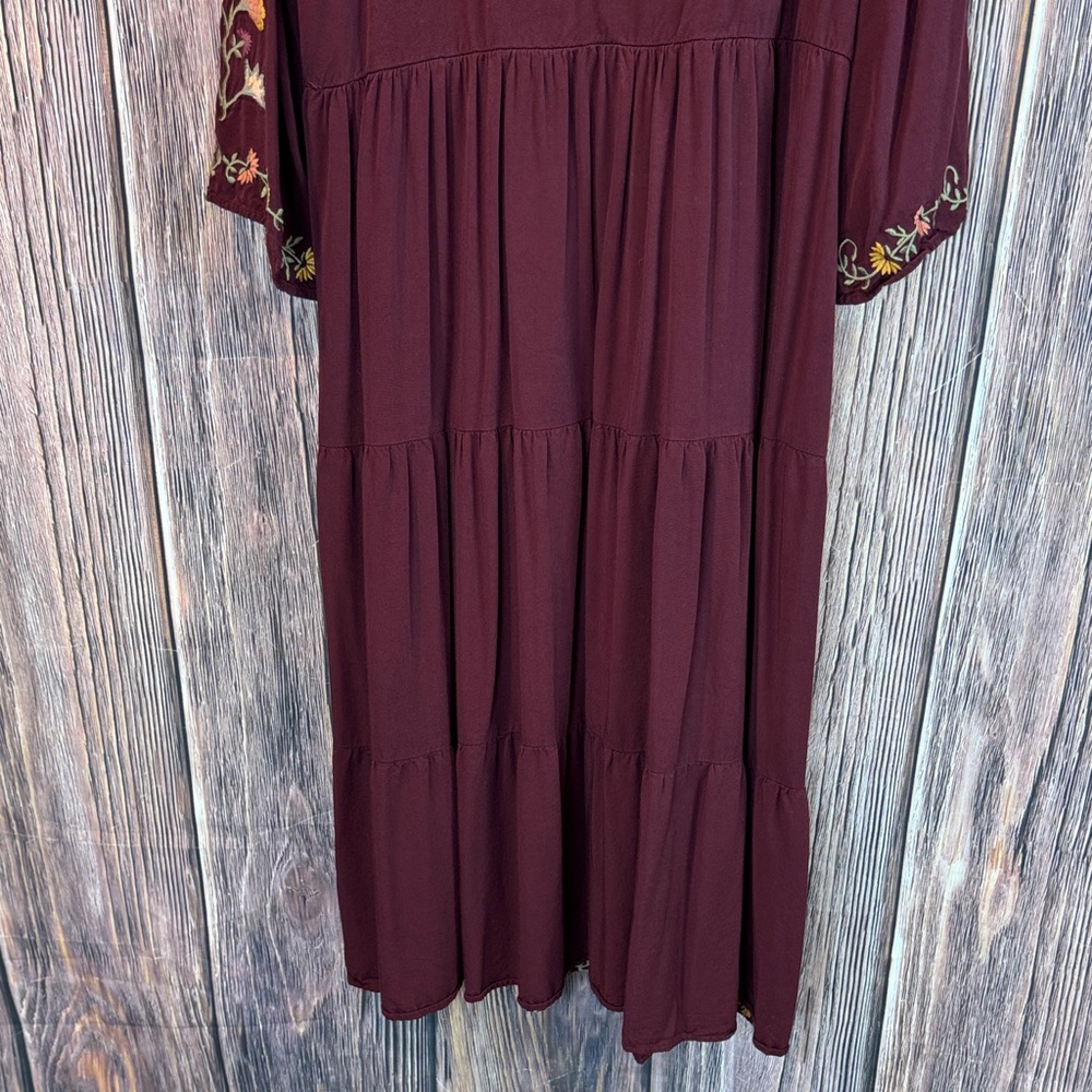 Orange Creek Burgundy Floral Long Sleeve Dress - Picture 9 of 10